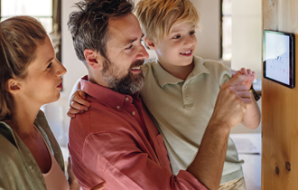 Family looking at heating