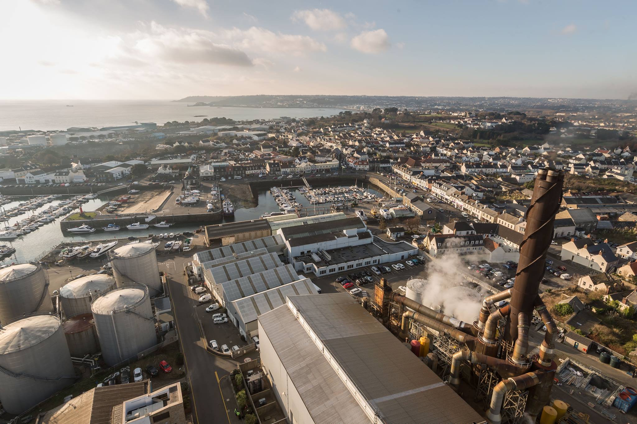 An aerial shot of the vale power station